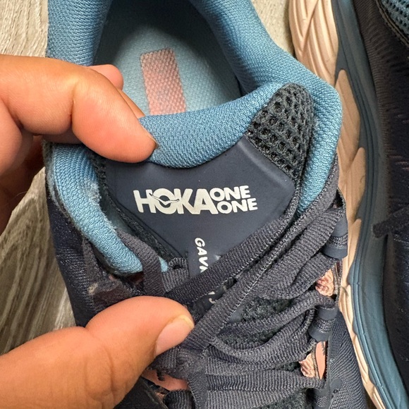 Hoka One One Women's Dark Blue and Peach Athletic Shoes - Picture 3 of 15